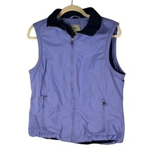 LL Bean‎ Women's Regular Small Lavender Nylon Fleece Lined Vest Zip Pockets